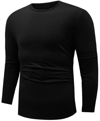 PrinStory Thermal Top for Men UK Long Sleeve Thermal Underwear Crew Neck Basic Base Layer Winter Warm Soft T-Shirt (Black, XL) — view 6