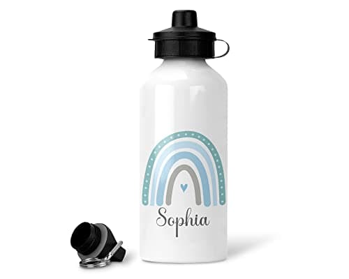Chicken Craft Personalised Rainbow Water Bottle with Name - Custom Kids Drink Flask for School/Nursery, Sucker & Screw Top, 500ml Metal Hydration Bottle - Back to School Gift — view 5