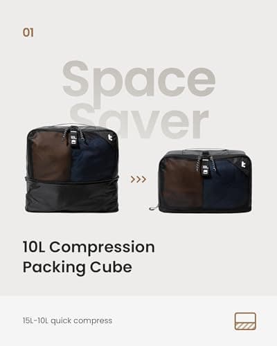 tomtoc 3 Set Packing Cubes for Travel, Compression Expandable Organizers — view 3