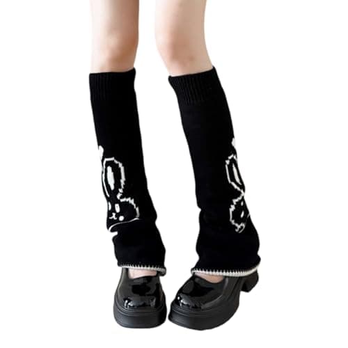 CAZSTYK Stretchy Stackable Long Leg Socks Rabbits Pattern Retro Fashion Soft Warm Legwear for Daily or Travel Wear and Layering Retro Acrylic Leg Warmer — view 3
