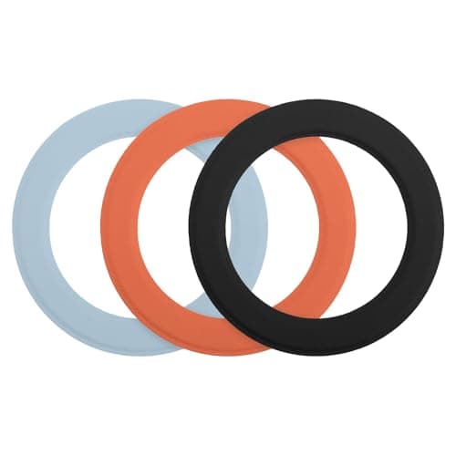 sourcing map Magnetic Sticker Ring, 3 Pcs Universal Magnetic Adapter Ring Leather Magnet Wireless Charging Conversion Kit for Mobile Phone Case Wireless Charger, Black/Orange/Blue