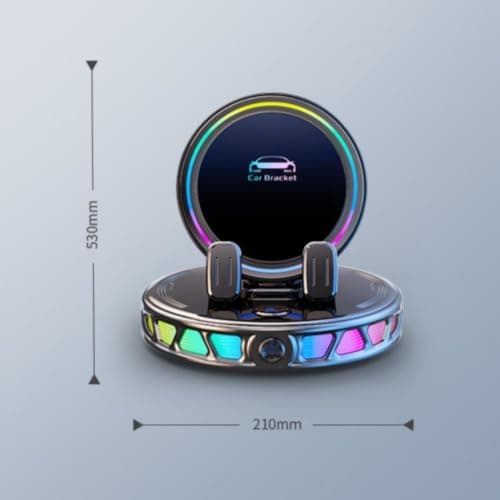 Electric Magnetic Wireless Charging Car Phone Mount with Rgb Ambient Light, Auto-clamping Vacuum Suction Holder, 360° Rotation Stable Dashboard Mount, for All Cars — view 5
