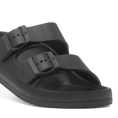 Shoe Zone - Womens Black Double Buckle EVA Mule Slip On Sandal - Size 6 UK - Black — view 6