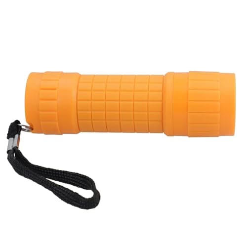 9 LED Orange Torch Light Mini Flashlight Camping Hiking Rubber Case — view 4