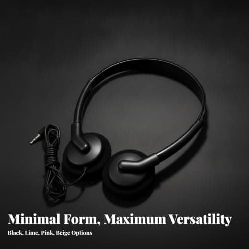 Lightweight Headphones, Beige, Simple Wired Over-ear Headset With 3.5mm Jack — view 6