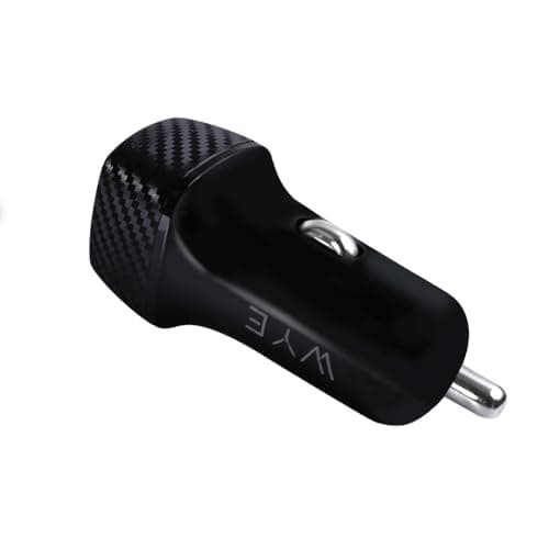 WYE 30W Single USB-C Fast Car Charger Plug Adapter, PD 30W Power Delivery Cigarette Lighter Charger with Carbon Fiber Finish & PPS Fast Charging for iPhone 16 15 14 Pro Max, Samsung - Black — view 2
