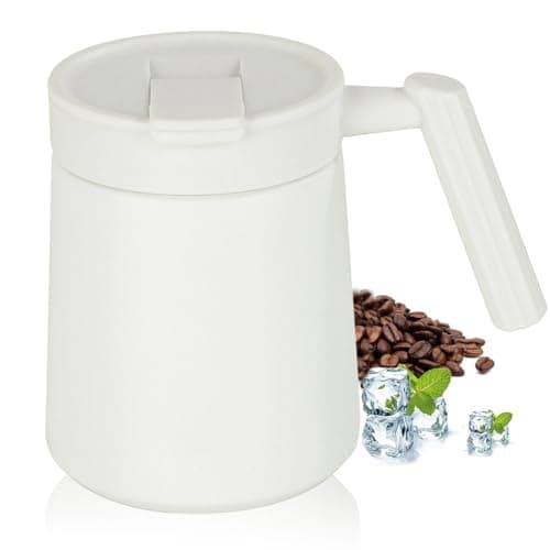 HZXYchen 500ml Thermal Mug with Handle, Stainless Steel Insulated Travel Cup, Leak-Proof Coffee Flask for Office, Car & Camping, Keeps Drinks Hot/Cold All Day (White)