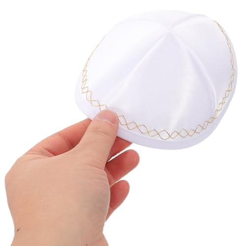BESPORTBLE Handmade White Yarmulke Skullcap for Men Adults – Religious Headwear for Prayer and Israel Pilgrimage, Travel Cap for Weddings and Celebrations — view 4