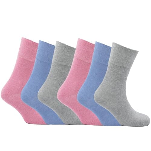 Wellness Women’s Socks – Organic Cotton Circulation Friendly Soft Top Socks – Swelling Comfort & Travel – 6 Pairs Assorted Designs – UK 4-8 | EU 37-42 (UK, Alpha, One Size, Regular, Regular, Genoa)
