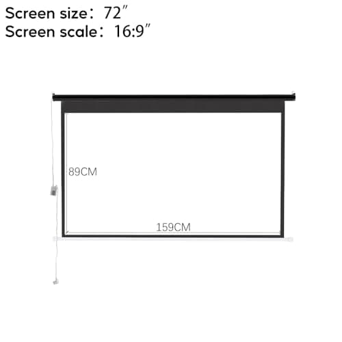 INMOZATA Electric Projector Screen 72 inch/159x89cm Motorised Projector Screen with Remote Control 16:9 Ratio Movie Screen for for Home Theater Cinema Office Video Game Outdoor Indoor-Black — view 4