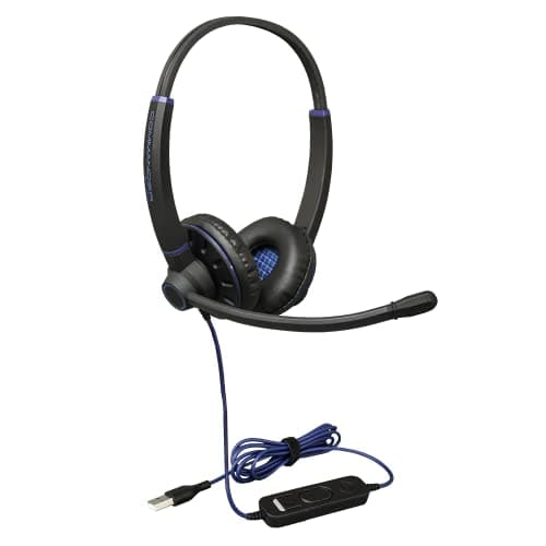 JPL Headset Commander-2 (V2) Binaural, Corded, USB-A Plug & Play, Office/Contact Centre, Noise Cancelling, Soft Pouch Case, A to C USB Adapter, Compatible with Major Softphones - Black — view 2