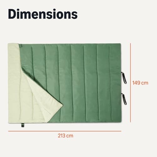 Amazon Basics double sleeping bags for adults, 35 degree F / 0 degree C rated, Olive Green, 84 x 59" — view 5