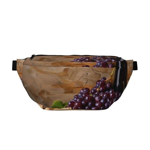 Wine Bottle Corks Grapes Printed Fanny Pack Waist Bag for Men Women, Adjustable Bumbags Hip Bum Bag Travel Crossbody Bags Sports Running Hiking Belt Bag