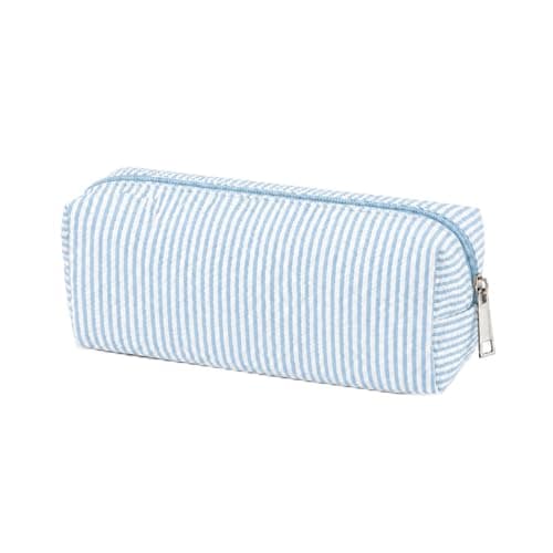 Large Capacity Striped Nylon Pencil Case for School & Travel - Lightweight Pen Pouch Holds Over 30 Pens, Cosmetic Makeup Bag & Stationery Organizer for Students, Professionals, Office & College