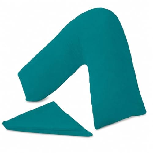 URBAN GROOVE V Shaped Pillowcase Cover Plain Polycotton Back & Neck Support Orthopaedic/Pregnancy/Nursing Pillow Case Cover with Envelope Closure Teal