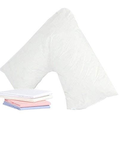 Bedding Direct UK Superior Duck Feather V-Shaped Pillow - Side Sleep Pregnancy Pillow with Polycotton Cover with Pillowcase - Support to Eliminate Neck, Back, Hip, Joint - U Shape Neck Pillow Cream
