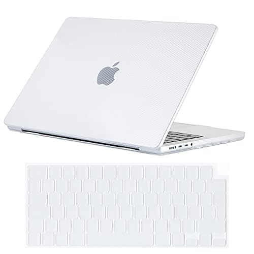 Se7enline Compatible with Best MacBook Pro Case 16 inch 2021 2022 M4 M3 M2 M1 A2485 A2779 A2991 A3403 Matte Laptop Protective Hard Shell Case with Keyboard Cover(EU Layout),Carbon Fiber Transparent
