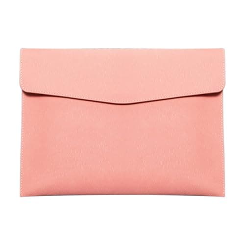 Skyzone A4 Document Folder Wallet, PU Leather Travel Document Holder Organizer, Waterproof File Folder with Snap Closure, Multifunctional File Envelope Portfolio Storage Case (Pink)