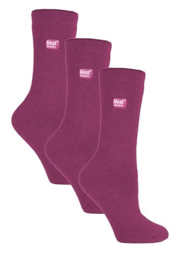 HEAT HOLDERS Lite - 3 Pair Multipack Womens Thermal Socks for Winter | Thin & Warm Socks for Dress Socks (4-8, Deep Fuchsia)