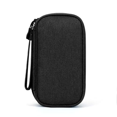 Half Forest Cable Organiser Bag Tech Pouch Double-Layer Design, Waterproof, Portable, Suitable for Phone Chargers, Cables, USB Flash Drives, Power Banks, and Hard Drives (Black)