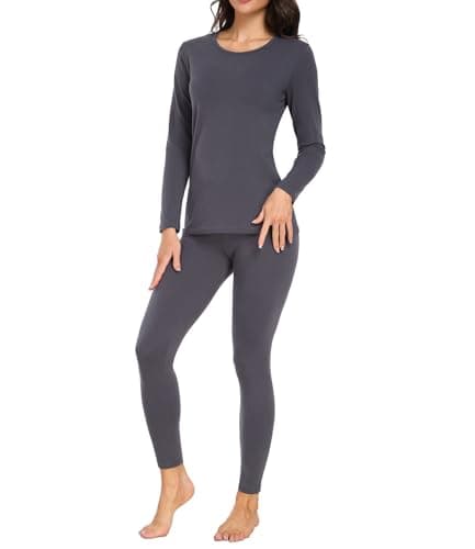 wirarpa Women's Thermal Underwear Set Cotton Base Layer Top & Bottoms M