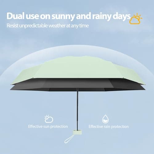 Sykerout Compact Travel Umbrella - Lightweight, Windproof, UV Protection, with Capsule Case, Perfect for Women's Handbags (Mint Green) — view 3