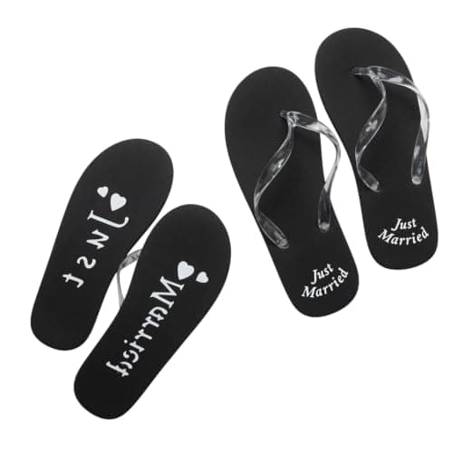 X44X49A Just Married Honeymoon Pair of Flip Flops Ladies UK 3-5 & Mens UK 11-13 — view 3
