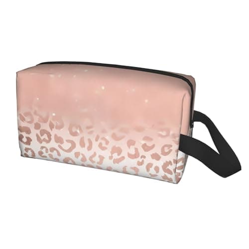 JaoXer Large Travel Cosmetic Bag – Reusable rose gold glitter Print Dopp Kit for Toiletries, Portable Organizer for Men and Women — view 2