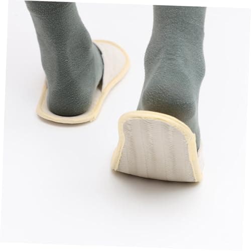 AUTSUPPL 6 Pairs Foldable Travel Slippers Cotton Linen Khaki — view 2