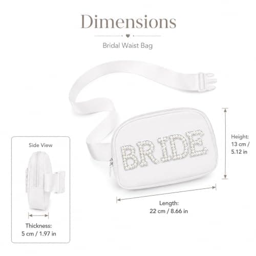 White Bride Fanny Pack with Pearl Letters for Hen Party Events — view 2