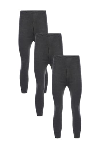 SOHOBABY™ Pack of Three Mens Grey Black White Thermal Long Johns Thermal Trousers Underwear (UK, Alpha, L, Regular, Regular, Grey)