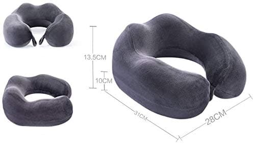 NCRD Travel Neck Pillow Sleep Kit - 100% Memory Foam Travel Pillow, Car Airplane Travel Pillow Neck Pillow Nap Lunch Break Student Memory Foam U-shaped Pillow (Color : Gray) — view 2