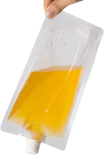 Yukiyi 20pcs 250ml Refillable Drink Pouches for Festivals Essentials Festival Accessories Clear Travel Plastic Flasks Cruise Kit Reusable Juice Bags Drink Container Party Christmas Hot Cold Beverage — view 2