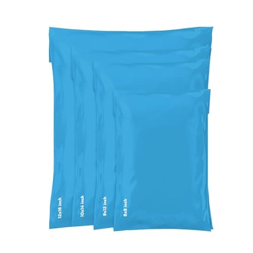 Straame 60x Blue Opaque Postage Bags, Mixed Size Self Seal Mailers, 4 Sizes