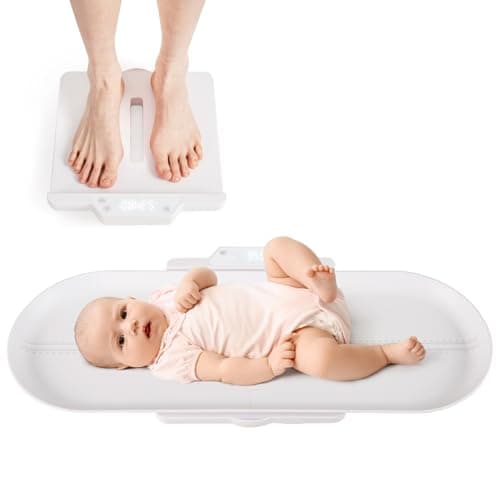 COSTWAY Baby Scale, Universal Digital Weighing Scale with Detachable Tray, Tare and Auto Lock Function, Height Measurement, for Infant, Toddler, Adult, Pets, Up to 150 kg (73 x 32cm)