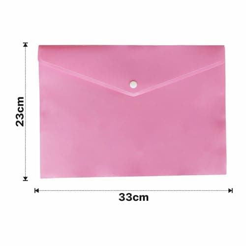 𝑷𝑰𝑵𝑲 Document Wallet - 15 Pack A4 Pastel Folder Document Files Envelope - Plastic Popper with Snap Button, Waterproof Folder for Home, School, Office Stationery — view 2