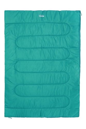 Mountain Warehouse Basecamp 200 Double Sleeping Bag - 2/3 Season Camping Bag, Insulated Mattress Teal