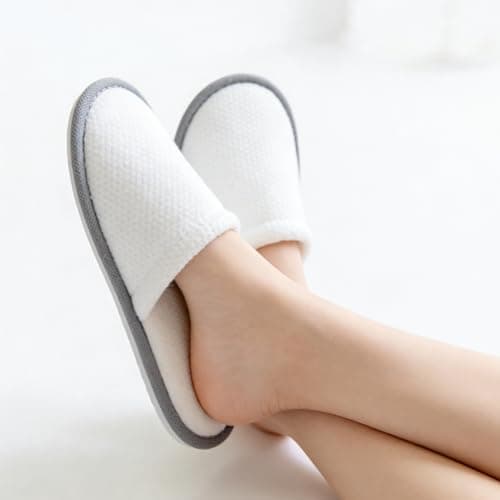 EQLEF 2 Pairs Spa Slippers for Women and Men, Disposable Travel Slippers Closed Toe White House Hotel Slippers for Party Guest — view 2
