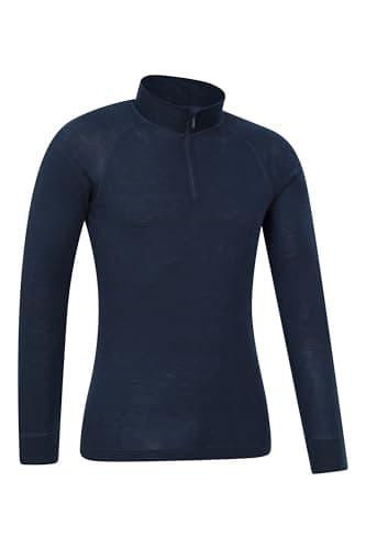 Mountain Warehouse Merino Mens Zip Neck Base Layer Top Navy 4XL — view 3