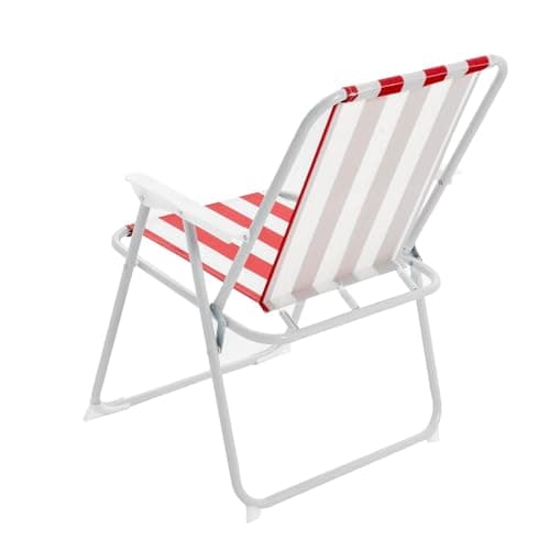 Harbour Housewares Folding Beach Deck Chairs - Red Stripe - Pack of 2 - Metal Outdoor Patio Seat Lightweight Portable Deck Chair for Picnic, Garden, Camping, Fishing — view 6