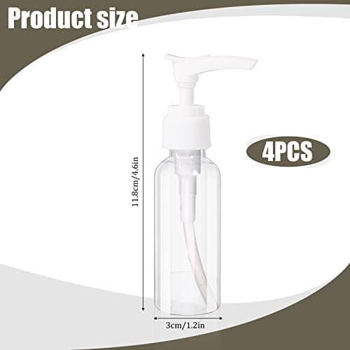 4 Pack Transparent Travel Bottles Pump Bottle Clear Mini Soap Dispenser Plastic Foamer Bottle Travel Pump Bottle for Lotion, Toiletries, Shampoo — view 3