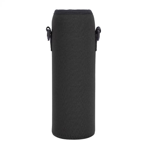 BOROCO Water Bottle Holder Thermal Neoprene Sleeve Scald Proof Case Cover With Adjustable Strap For Outdoor Sports Hiking Camping Travel Gym Work Black Grey Blue Pink 8x24cm (Black) — view 3
