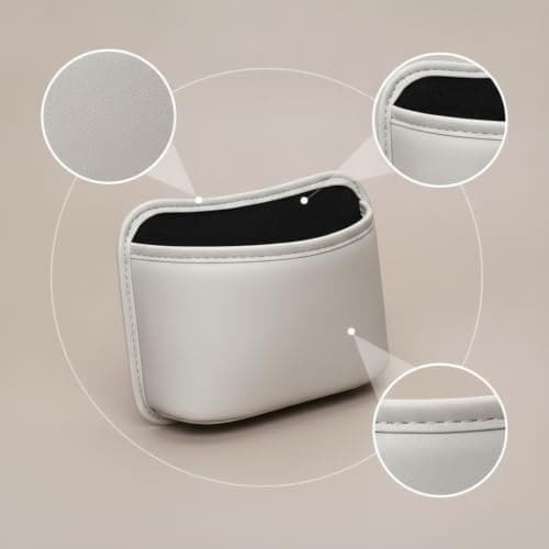 Baoblaze Car Door Organizer Featuring Trash Can Storage Box and Built in Cup Holder Leather Fleece Material Suitable for Vehicles Road Trips Commute, Large/Off White, Off White, Large — view 3