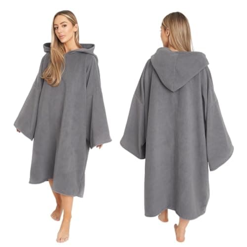 Brentfords Towel Poncho Adult Hooded Large Bath Swim Surf Beach Absorbent Dry Microfiber Changing Robe for Men Boys Quick Dry, Charcoal Grey