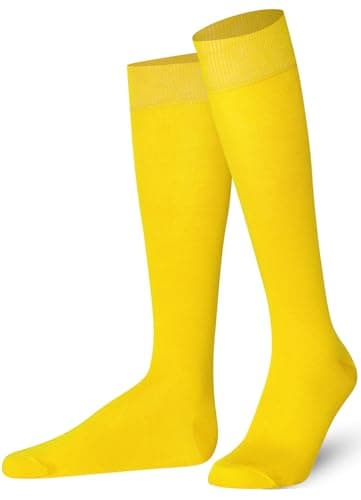 Mysocks Knee High Socks Men Womens Girls Cotton Seamless Toe Long Socks Knee Length Knee Socks Yellow,4-7