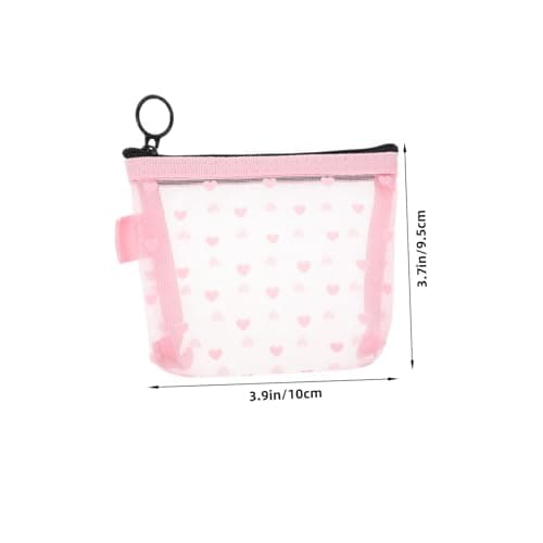 Pink Nylon Heart Mesh Coin Pouch Travel Organizer for Women — view 2