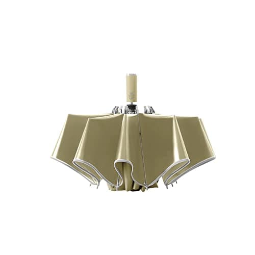 Windproof Umbrella Travel Umbrella Folding Umbrella - Compact, 10 Ribs, Automatic, Reflective Article, Strong and Portable Wind Umbrella for Men and Women (Khaki, One Size)