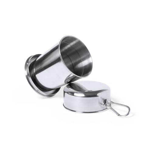 Personalised 220ML Collapsible Stainless Steel Travel Cup with Metal Carabiner Foldable Reusable Drinking Cup, Cup for Hiking, Travel & Outdoor Use — view 2