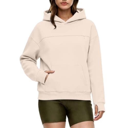 2026 Zip Up Hoodies for Women UK Oversized Casual Sweatshirts Cozy Hooded Sweatshirt With Large Pocket And Front Earphone Pocket For (Beige, XL) — view 5