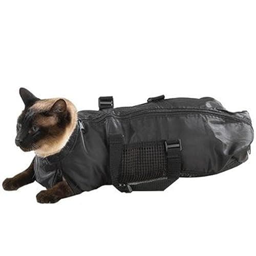 Pet Supply Functional Grooming Bag Restraint for Cats Nail Clipping Cleaning & Bathing Adjustable Hanging with Secure Straps Portable Travel Kit for Home Salon Use (Black, One Size) — view 2